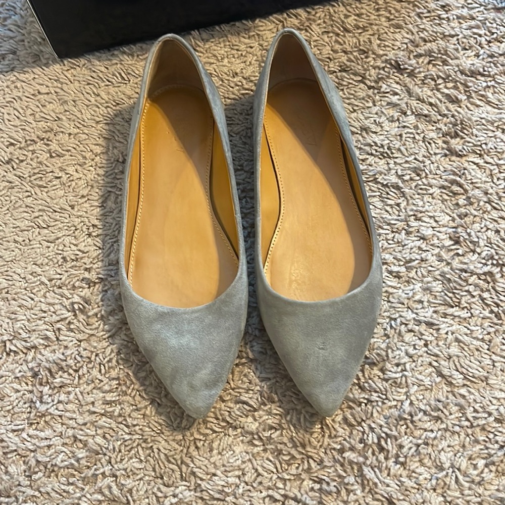 Super cute gray pointy toe J crew flats